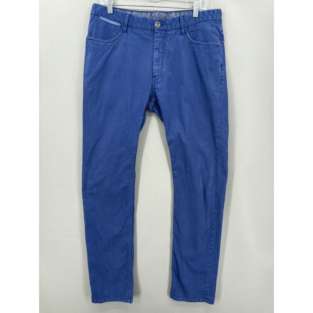 Robert Graham Pants Mens 34x32 Blue Kipling Chino Slim Stretch 5 Pocket Casual